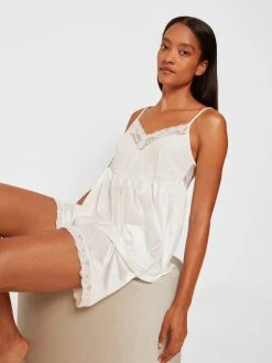 Calida 100% Nature Romance Kurz-Pyjama, Compostable -Leggings Shop Calida 100 Nature Romance Kurz Pyjama Compostable weiss 44192 910 6