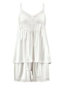 Calida 100% Nature Romance Kurz-Pyjama, Compostable -Leggings Shop Calida 100 Nature Romance Kurz Pyjama Compostable weiss 44192 910 7