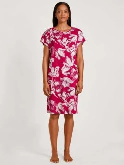 Calida Blooming Nights Kurzarm-Nachthemd, Länge 100cm