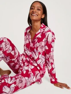 Calida Blooming Nights Pyjama, Durchgeknöpft -Leggings Shop Calida Blooming Nights Pyjama durchgeknoepft rot 43252 176 2