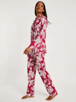 Calida Blooming Nights Pyjama, Durchgeknöpft -Leggings Shop Calida Blooming Nights Pyjama durchgeknoepft rot 43252 176 5