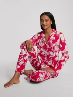 Calida Blooming Nights Pyjama, Durchgeknöpft -Leggings Shop Calida Blooming Nights Pyjama durchgeknoepft rot 43252 176 6