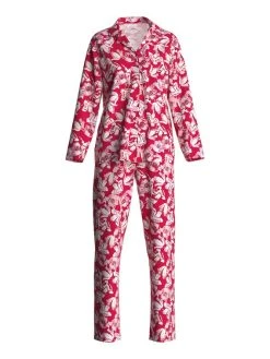 Calida Blooming Nights Pyjama, Durchgeknöpft -Leggings Shop Calida Blooming Nights Pyjama durchgeknoepft rot 43252 176 7
