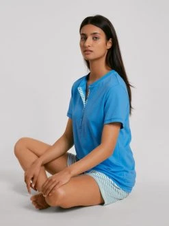 Calida Daylight Dreams Kurz-Pyjama -Leggings Shop Calida Daylight Dreams Kurz Pyjama blau 42154 474 4