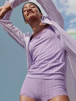 Calida Daylight Dreams Sleepshirt, Durchgeknöpft, Länge 95cm -Leggings Shop Calida Daylight Dreams Sleepshirt durchgeknoepft Laenge 95cm violett 32557 321 3