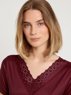 Calida Glamorous Nights Sleepshirt Kurzarm, Länge 95cm -Leggings Shop Calida Glamorous Nights Sleepshirt Kurzarm Laenge 95cm rot 34197 177 3