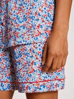Calida Liberty Dreams Kurz-Pyjama, Durchgeknöpft -Leggings Shop Calida Liberty Dreams Kurz Pyjama durchgeknoepft blau rot 43553 174 3