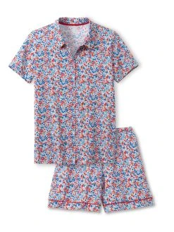 Calida Liberty Dreams Kurz-Pyjama, Durchgeknöpft -Leggings Shop Calida Liberty Dreams Kurz Pyjama durchgeknoepft blau rot 43553 174 neu