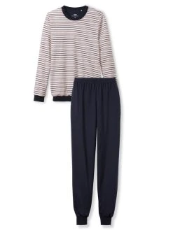 Calida Midnight Stripes Bündchen-Pyjama 11 Calida Midnight Stripes Bündchen-Pyjama -Leggings Shop Calida Midnight Stripes Buendchen Pyjama blau rot 46525 339 5