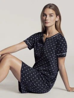 Calida Night Lovers Kurzarm-Sleepshirt, Länge 95cm -Leggings Shop Calida Night Lovers Kurzarm Sleepshirt Laenge 95cm blau 33329 339 2