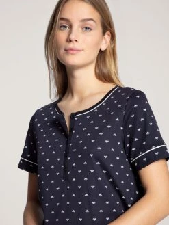 Calida Night Lovers Kurzarm-Sleepshirt, Länge 95cm -Leggings Shop Calida Night Lovers Kurzarm Sleepshirt Laenge 95cm blau 33329 339 3