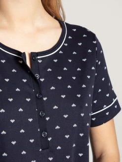 Calida Night Lovers Kurzarm-Sleepshirt, Länge 95cm -Leggings Shop Calida Night Lovers Kurzarm Sleepshirt Laenge 95cm blau 33329 339 4