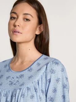 Calida Soft Cotton Kurzarm-Nachthemd, Länge 110cm 7 Calida Soft Cotton Kurzarm-Nachthemd, Länge 110cm -Leggings Shop Calida Soft Cotton Kurzarm Nachthemd Laenge 110cm blau 34000 404 2