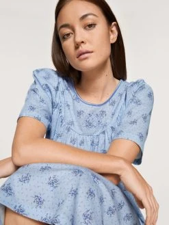 Calida Soft Cotton Kurzarm-Nachthemd, Länge 110cm 8 Calida Soft Cotton Kurzarm-Nachthemd, Länge 110cm -Leggings Shop Calida Soft Cotton Kurzarm Nachthemd Laenge 110cm blau 34000 404 3