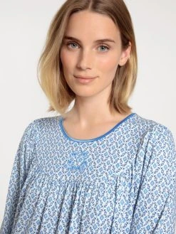 Calida Soft Cotton Langarm-Nachthemd, Länge 110cm 8 Calida Soft Cotton Langarm-Nachthemd, Länge 110cm -Leggings Shop Calida Soft Cotton Langarm Nachthemd Laenge 110cm blau 33000 474 3