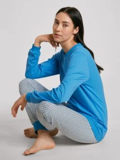 Calida Spring Nights Bündchen-Pyjama -Leggings Shop Calida Spring Nights Buendchen Pyjama blau 40596 474 3