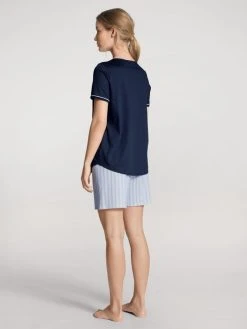 Calida Sweet Dreams Kurz-Pyjama -Leggings Shop Calida Sweet Dreams Kurz Pyjama Rundhals blau 40136 488 1