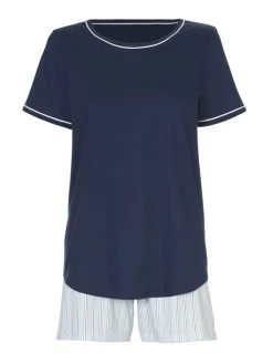 Calida Sweet Dreams Kurz-Pyjama -Leggings Shop Calida Sweet Dreams Kurz Pyjama Rundhals blau 40136 488 neu