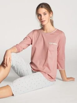 Calida Sweet Dreams 3/4-Pyjama 7 Calida Sweet Dreams 3/4-Pyjama -Leggings Shop Calida Sweet Dreams Pyjama 3 4 Rundhals rosa weiss 40236 251 2