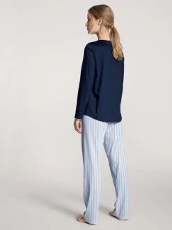 Calida Sweet Dreams Pyjama Lang -Leggings Shop Calida Sweet Dreams Pyjama langarm mit Knopfleiste blau 40285 488