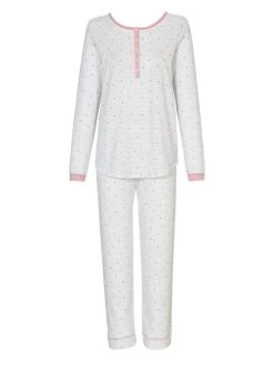 Calida Sweet Dreams Pyjama, Lang -Leggings Shop Calida Sweet Dreams Pyjama langarm mit Knopfleiste rosa weiss 40336 251 1630336019