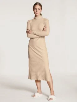 Calida The Home Hub Loungedress Mit Rollkragen, Länge 120cm -Leggings Shop Calida The Home Hub Loungedress mit Rollkragen Laenge 120cm beige 30254 926 1622640562