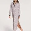 Calida Midnight Stripes Langarm-Nachthemd, Länge 130cm
