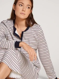 Calida Midnight Stripes Langarm-Nachthemd, Länge 130cm -Leggings Shop Calida Midnight Stripes Nightshirt blau 36325 339 3