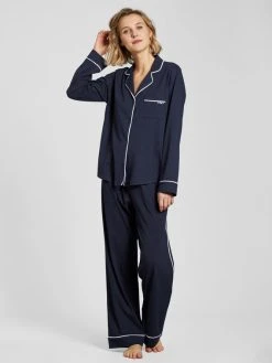 DKNY New Signature Jersey-Schlafanzug, Geknöpft