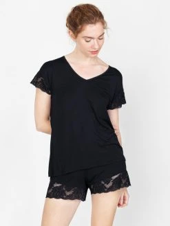 Erlich Textil Greta Kurz-Pyjama Mit Spitzendetails