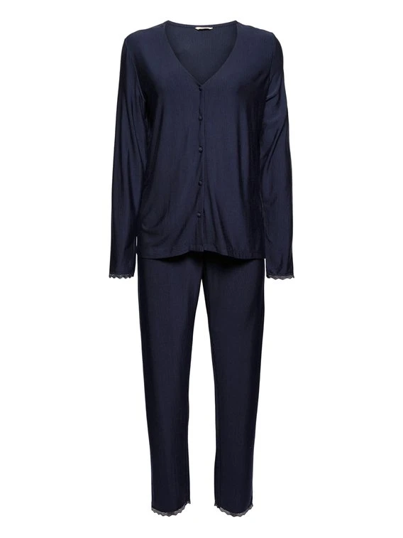 ESPRIT Soft Stripes Durchgeknöpfter Pyjama 3 ESPRIT Soft Stripes Durchgeknöpfter Pyjama – Bild 3