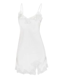 Eva Bitzer Satin Silk With Lace Seiden-Negligé, Länge 82cm -Leggings Shop Eva B Bitzer Satin Silk With Lace Seiden Neglige champagner 29314478 17 5