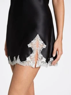 Eva Bitzer Satin Silk With Lace Seiden-Negligé, Länge 82cm -Leggings Shop Eva B Bitzer Satin Silk With Lace Seiden Neglige schwarz 29314478 91 neu 3