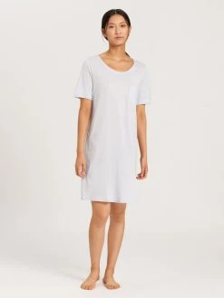 HANRO Cotton Deluxe Nachthemd, Länge 90cm -Leggings Shop Hanro Cotton Deluxe Nachthemd blau 077953 0511neu2