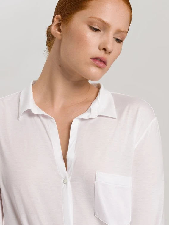 HANRO Cotton Deluxe Nachthemd Geknöpft, Länge 90cm 1 HANRO Cotton Deluxe Nachthemd Geknöpft, Länge 90cm