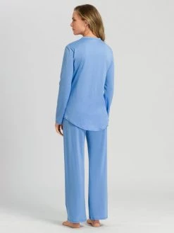 HANRO Cotton Deluxe Pyjama, Geknöpft -Leggings Shop Hanro Cotton Deluxe Pyjama geknoepft blau 077956 2596 1
