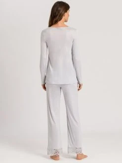 HANRO Mae Damen-Pyjama Mit Spitze 6 HANRO Mae Damen-Pyjama Mit Spitze -Leggings Shop Hanro Mae Damen Pyjama mit Spitze grau 076235 2654 1