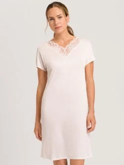 HANRO Mae Kurzarm-Nachthemd Mit Spitze, Länge 100cm