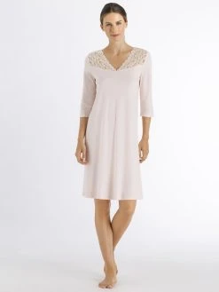 HANRO Moments 3/4-Arm-Nachtkleid Mit Spitze, Länge 100cm -Leggings Shop Hanro Moments 3 4 Arm Nachtkleid mit Spitze Laenge 100cm rosa 077931 1334 2