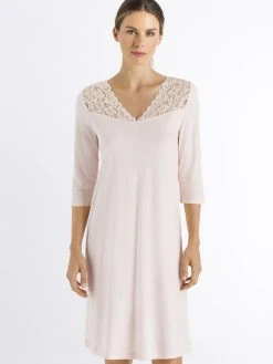 HANRO Moments 3/4-Arm-Nachtkleid Mit Spitze, Länge 100cm