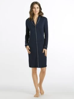 HANRO Natural Comfort Durchgeknöpftes Nachtkleid, Länge 100cm