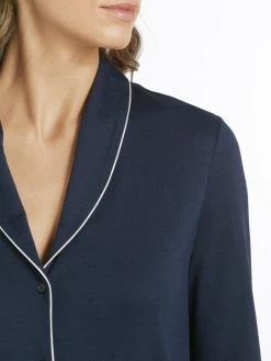 HANRO Natural Comfort Pyjama Lang, Durchgeknöpft -Leggings Shop Hanro Natural Comfort Pyjama lang durchgeknoepft blau 077966 1610 2