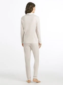 HANRO Natural Comfort Pyjama Lang, Durchgeknöpft -Leggings Shop Hanro Natural Comfort Pyjama lang durchgeknoepft weiss 077966 1809 1