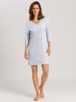 HANRO Pure Essence 3/4-Arm-Nachthemd, Länge 90cm -Leggings Shop Hanro Pure Essence Nachthemd 3 4 Arm blau 077948 0511 2