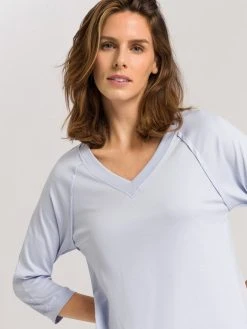 HANRO Pure Essence 3/4-Arm-Nachthemd, Länge 90cm -Leggings Shop Hanro Pure Essence Nachthemd 3 4 Arm blau 077948 0511 3