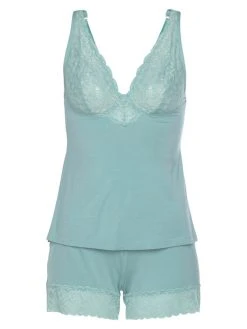 LASCANA Lace Dreams Kurz-Pyjama -Leggings Shop Lascana Lace Dreams Shorty tuerkis AK 221 47 OCEAN GREEN 2