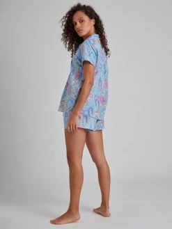 Lauren By Ralph Lauren Classic Wovens Kurz-Pyjama, Durchgeknöpft -Leggings Shop Lauren Ralph Lauren Damen Classic Wovens Kurz Pyjama durchgeknoepft blau rosa ILN12237 936 2