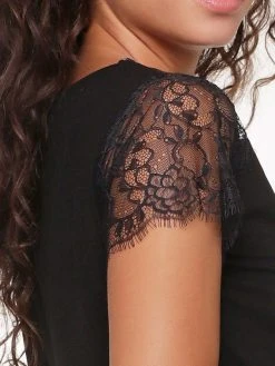 LingaDore Blue Graphite Kurz-Pyjama Mit Spitze -Leggings Shop LingaDore Blue Graphite Kurz Pyjama mit Spitze blau 6805SET 110 2