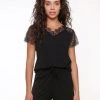 LingaDore Blue Graphite Kurz-Pyjama Mit Spitze