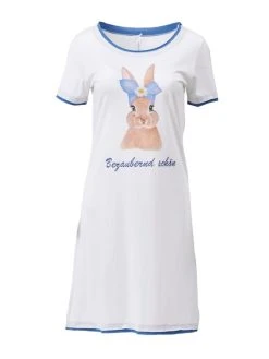 Louis & Louisa Bezaubernd Schön Kurzarm-Nachthemd -Leggings Shop Louis Louisa Bezaubernd Schoen Kurzarm Nachthemd weiss 23HANH WA 3